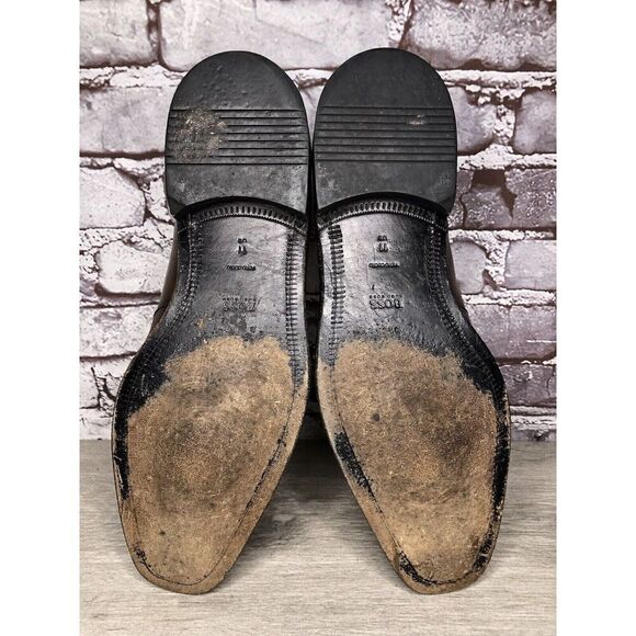 Boss Hugo Boss Brown Leather Square Toe Dress Loafers Shoes Men’s Sz 11M US/44EU - Picture 13 of 16